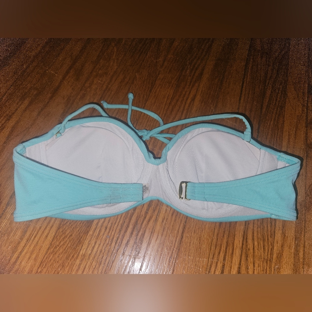 Victoria's Secret Aqua Bikini Set XS Stappy Bottoms & Removable Strapless Top - Picture 6 of 16